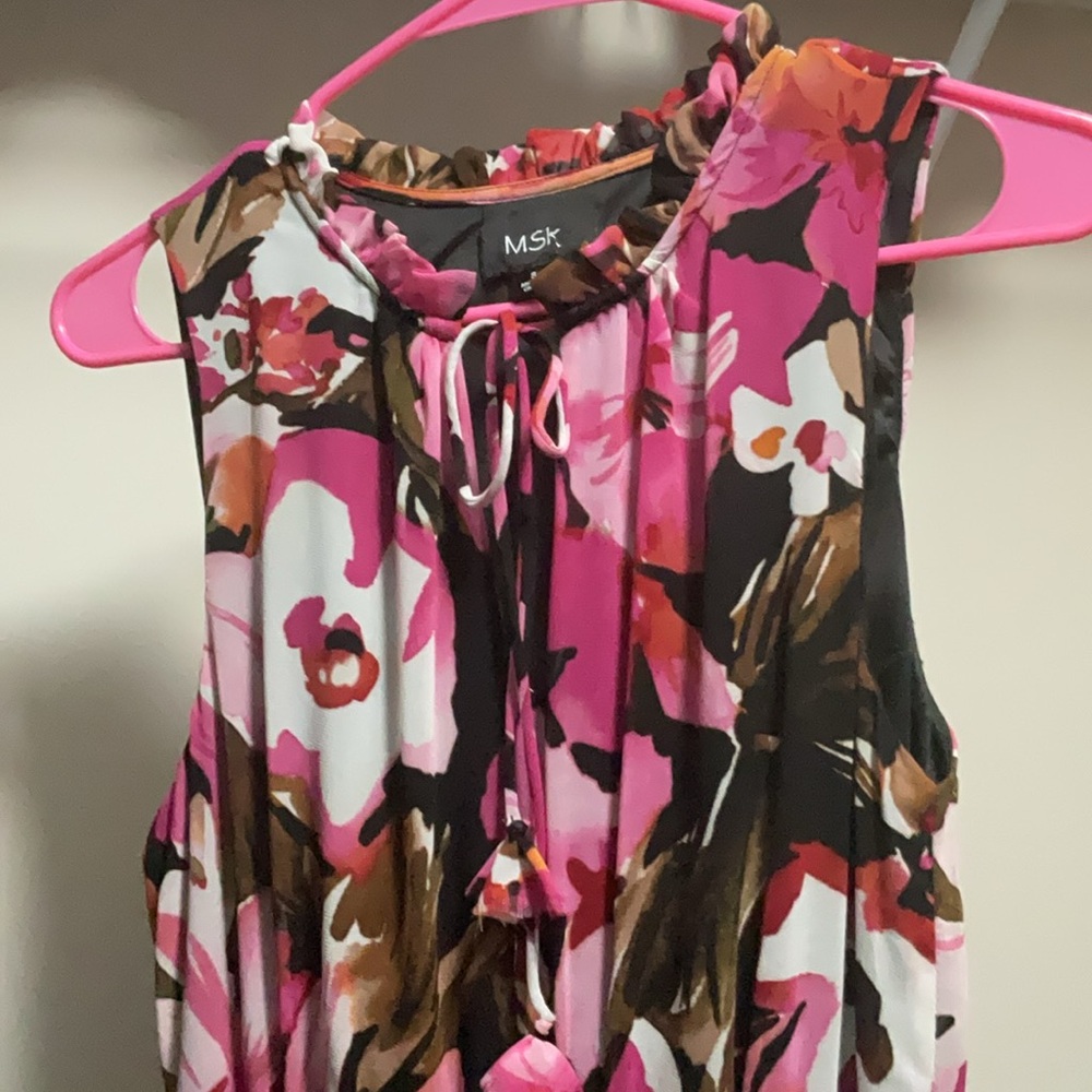 MSK Women's Floral Pink Sleeveless Top
